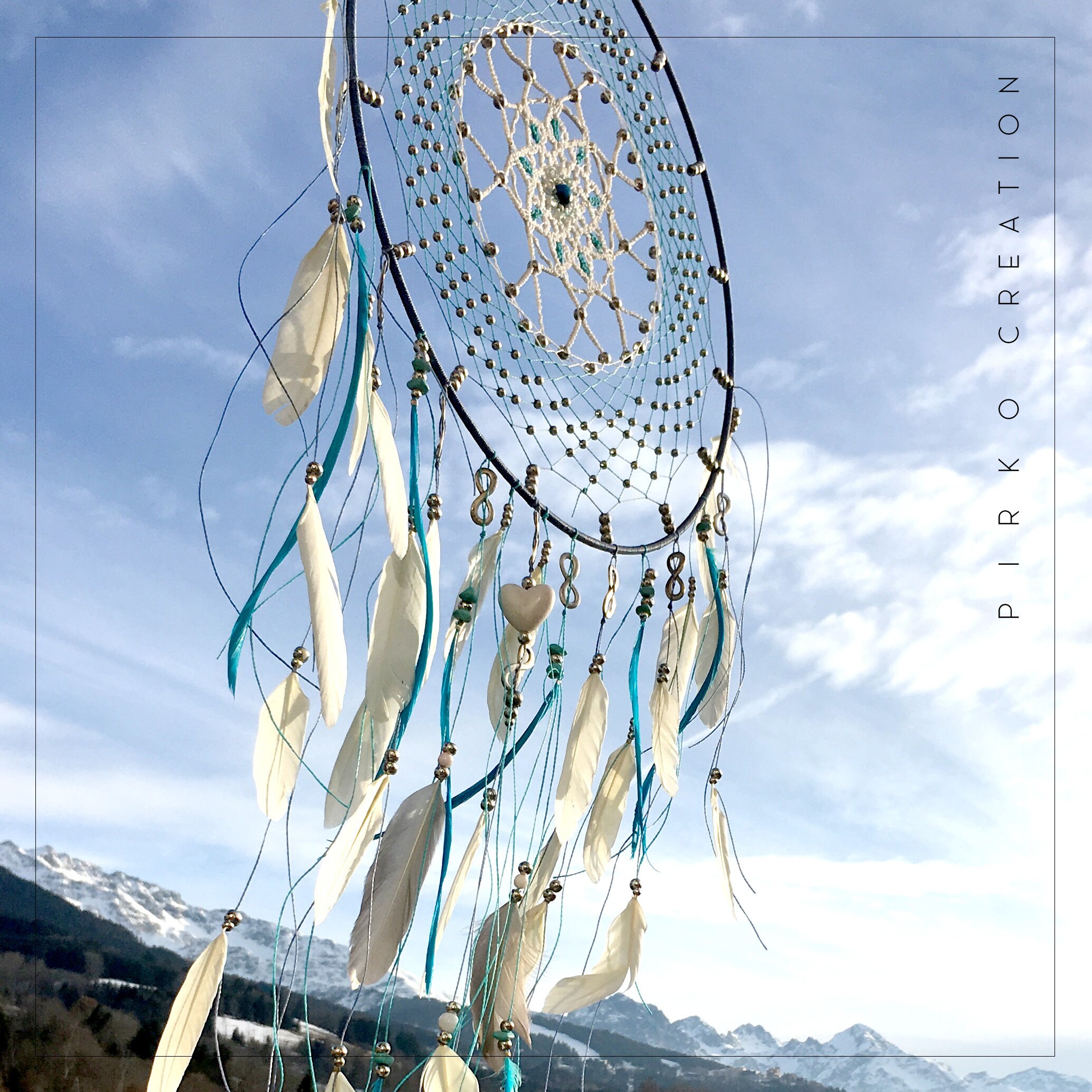Attrape Rêve, Silver Wind, Xl Dreamcatcher, Plumes Blanc