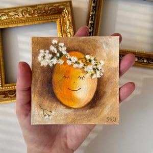 Pintura de ovo de Páscoa, Arte de cozinha, Arte emoldurada de pintura a óleo de comida, Pintura original impressionismo, Arte a óleo, Mini pintura Decoração Whimsigoth
