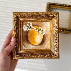 Pintura a óleo de ovo, decoração de Páscoa, Cutecore. Pintura a óleo original, Arte de cozinha pequena, Mini pintura a óleo, Decoração Whimsigoth, Arte de parede de Páscoa