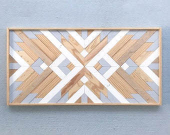 Reclaimed Wood Wall Art - Wood Wall Art - Modern Wood Art - Wood Wall Decor- Wood Mosaic - Geometric Wood Wall Art - Wooden Wall Art