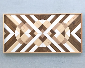 Reclaimed Wood Wall Art - Wood Wall Art - Modern Wood Art - Wood Wall Decor- Wood Mosaic - Geometric Wood Wall Art - Wooden Wall Art