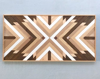 Copper Wood Wall Art - Reclaimed Wood Wall Art - Copper Wood Art - Wood Wall Decor- Wood Mosaic - Geometric Wood Wall Art - Wooden Wall Art