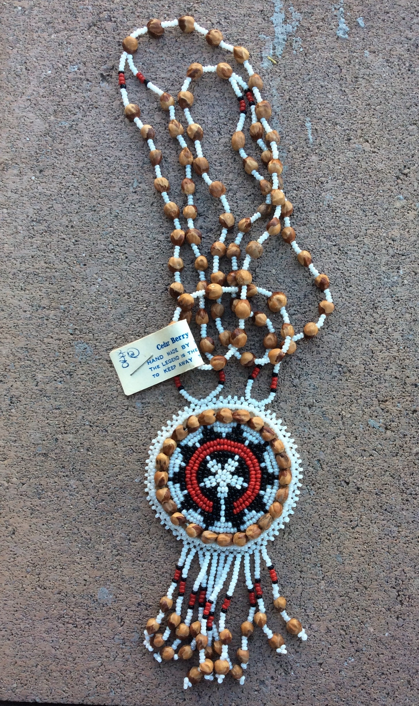 Navajo Wedding Basket Design Ghost Cedar Beads Necklace Etsy