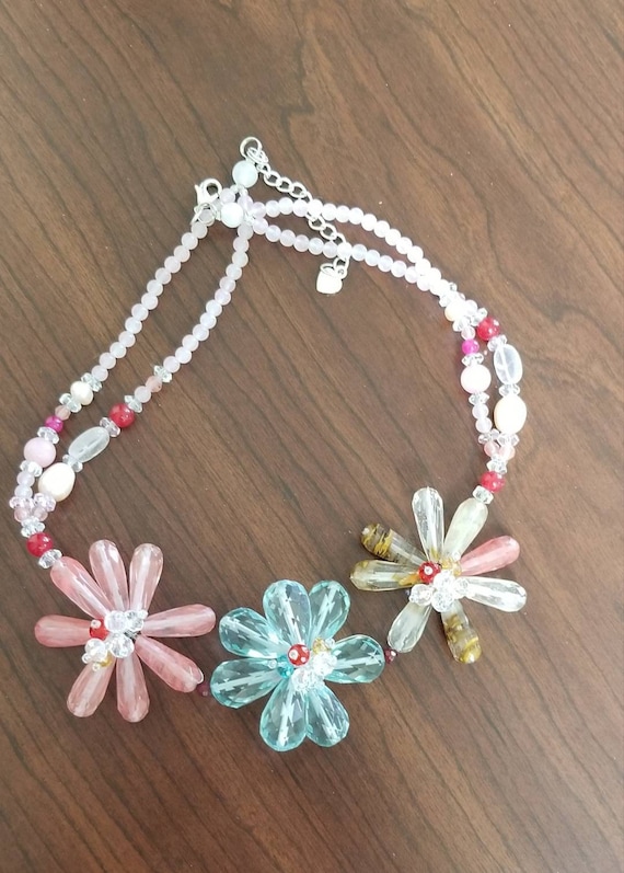 Vintage Nakamol Flower Glass Bead Necklace