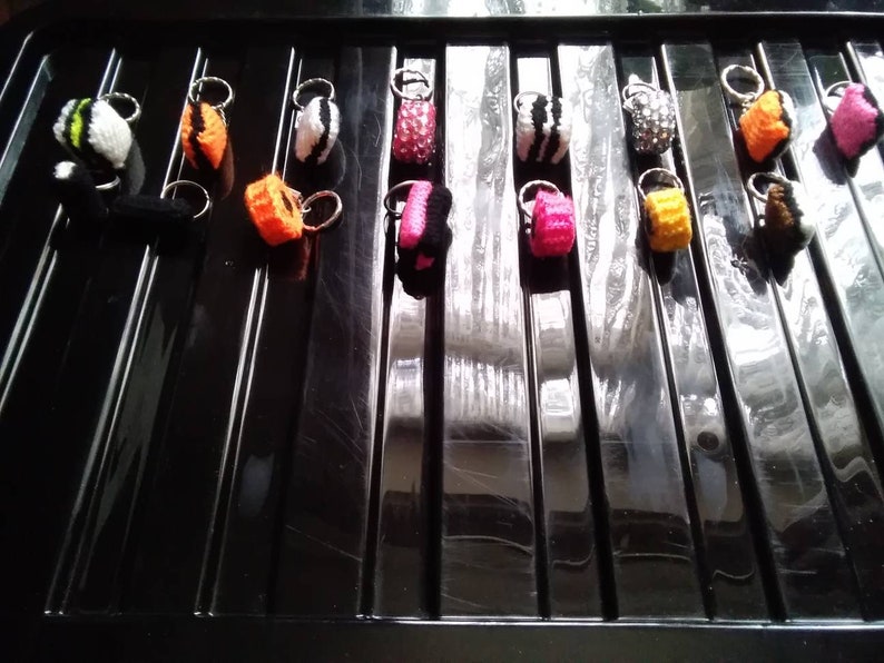 Knitted Liquorice Key rings, cake key rings, chick key ringsKnitted toys. image 1