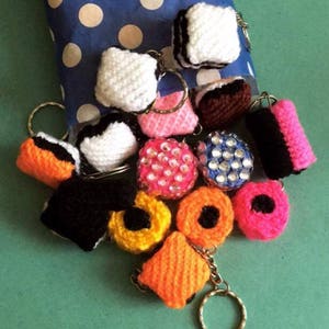 Knitted Liquorice Key rings, cake key rings, chick key ringsKnitted toys. image 2