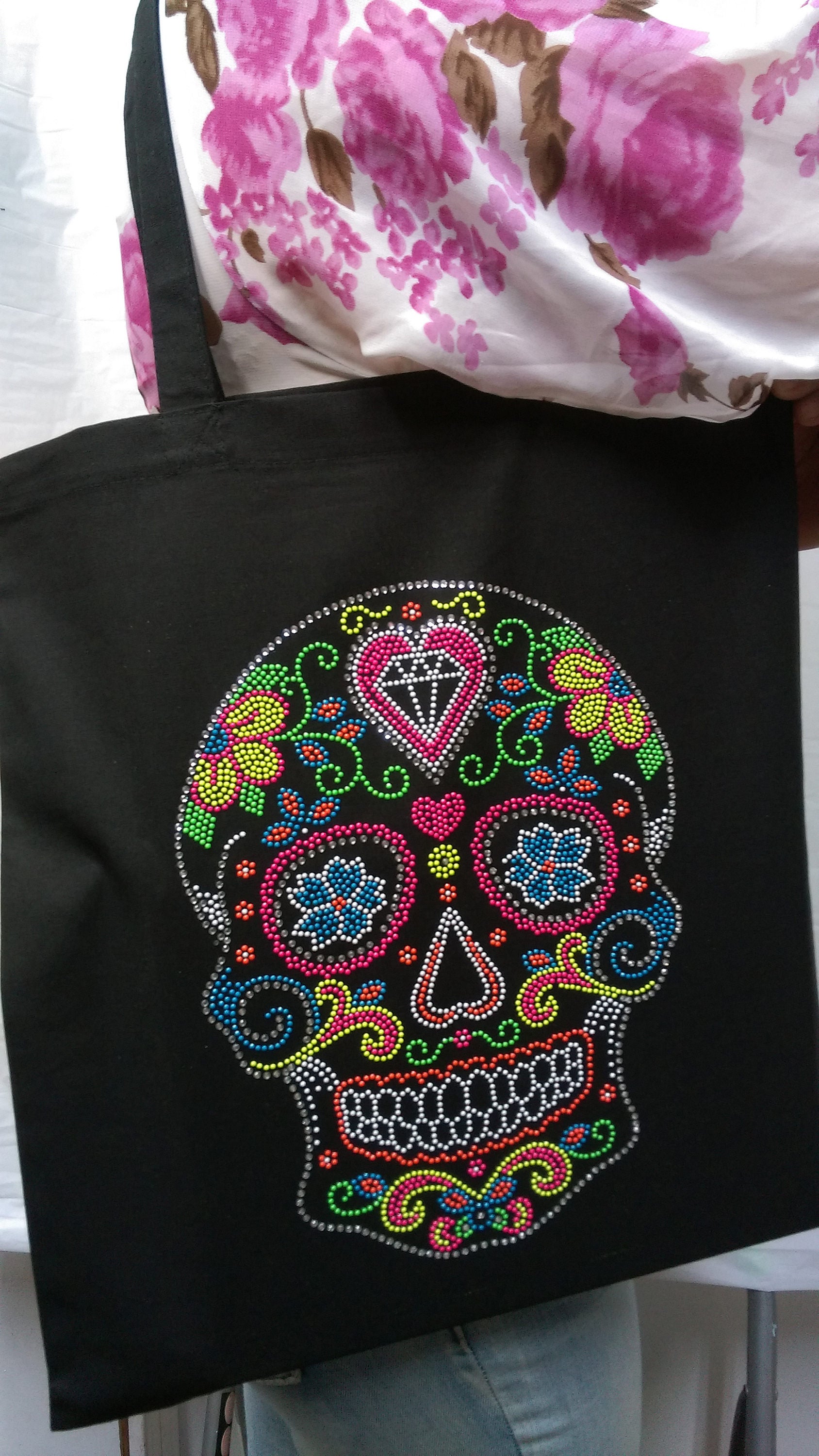 Rhinestone Tote Bag Dia De Los Muertos Etsy UK