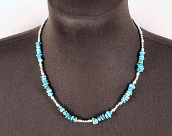 Genuine turquoise chip necklace Mother in law gift Sundance necklace Best selling items Dainty necklace Top selling item Blue stone necklace