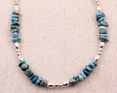 Genuine turquoise chip necklace Mother in law gift Sundance necklace Best selling items Dainty necklace Top selling item Blue stone necklace