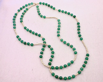 Emerald necklace Seed bead necklace Fluorite necklace Peridot necklace Malachite necklace Long beaded necklace Green aventurine necklace