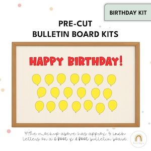 Balloon Birthday Bulletin Board Kit – Pre-Cut Classroom Birthday Display – Teacher Celebration Decor
