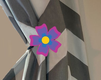 Embrasses de rideaux adhésives pour chambre d'enfant - Fleurs, étoiles, arc-en-ciel