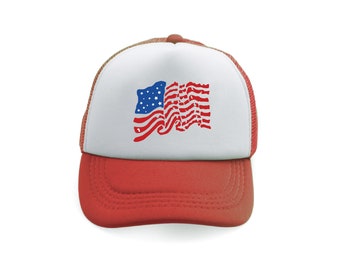 Chapeaux pour enfants ! Casquette trucker patriotique 4 juillet pour enfants ou tout-petits avec drapeau américain, arc-en-ciel, 1776, coeur