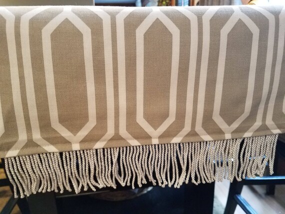 Gray And White Table Runner Dresser Scarf Etsy