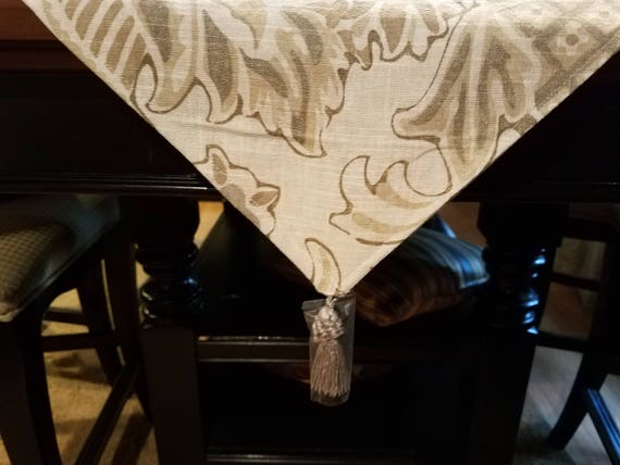 Beige And Gray Table Runner Dresser Scarf Etsy