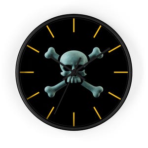 Gothic Wall Clock, Skull and Crossbones Decor, Unique Home Accent, Spooky Clock, Halloween Decoration, Dark Theme Watch