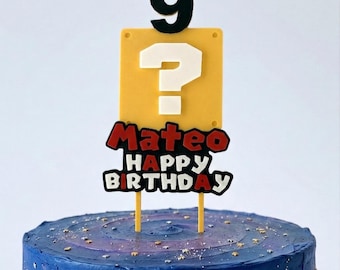 Mario Inspired Cake Topper | Personalized Name & Age | Custom 3D Printed Topper | Birthday Party Decoration decors