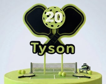 Pickleball Cake Topper | Personalized Name & Age | Custom 3D Printed Topper | Birthday Party Decoration decors Pickle Ball