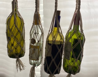 Macrame Wijn/Drankfleshouder