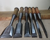 Sharpened - OLD 30 24 18 15 7 3mm - Japanese Butt Chisel Set Lot of 6