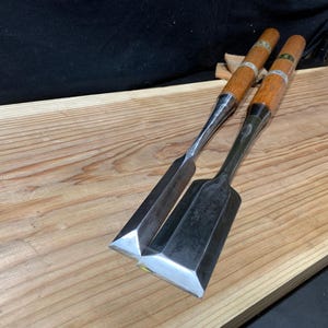 Vintage Japanese Pushing Chisel (Paring) Set - Flat 47mm, Dovetail23.5mm - 620 mm - Woodworking Chisel - Made by Masaichi