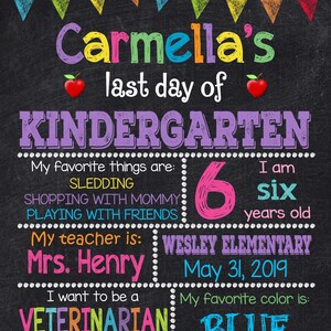 Personalized Last Day of School Chalkboard Sign (printable) - Etsy