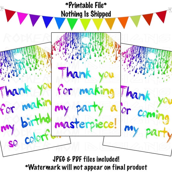 Art Party Favor Bag Toppers  Printable Art Birthday Party Favor
