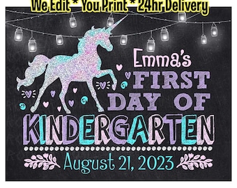 Unicorn First Day of School Sign: Chalkboard Photo Prop (Digital Poster)