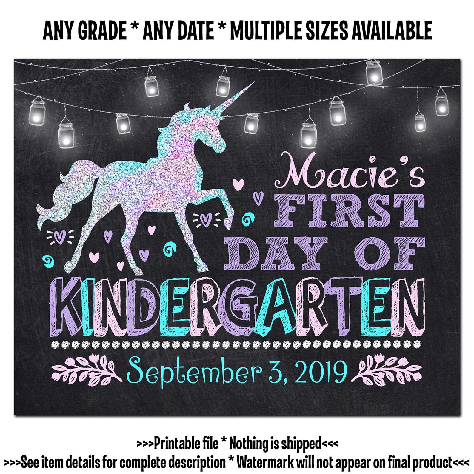 First Day of School Sign Unicorn PRINTABLE 1st First Day of - Etsy