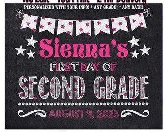 Personalized First Day of School Chalkboard Sign (Digital Download)