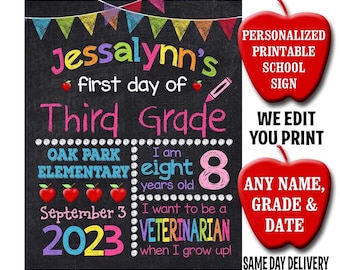 First Day Of School Chalkboard Sign, PRINTABLE Back To School Sign, First Day Of School Sign, Chalkboard Sign Kindergarten Sign, Preschool