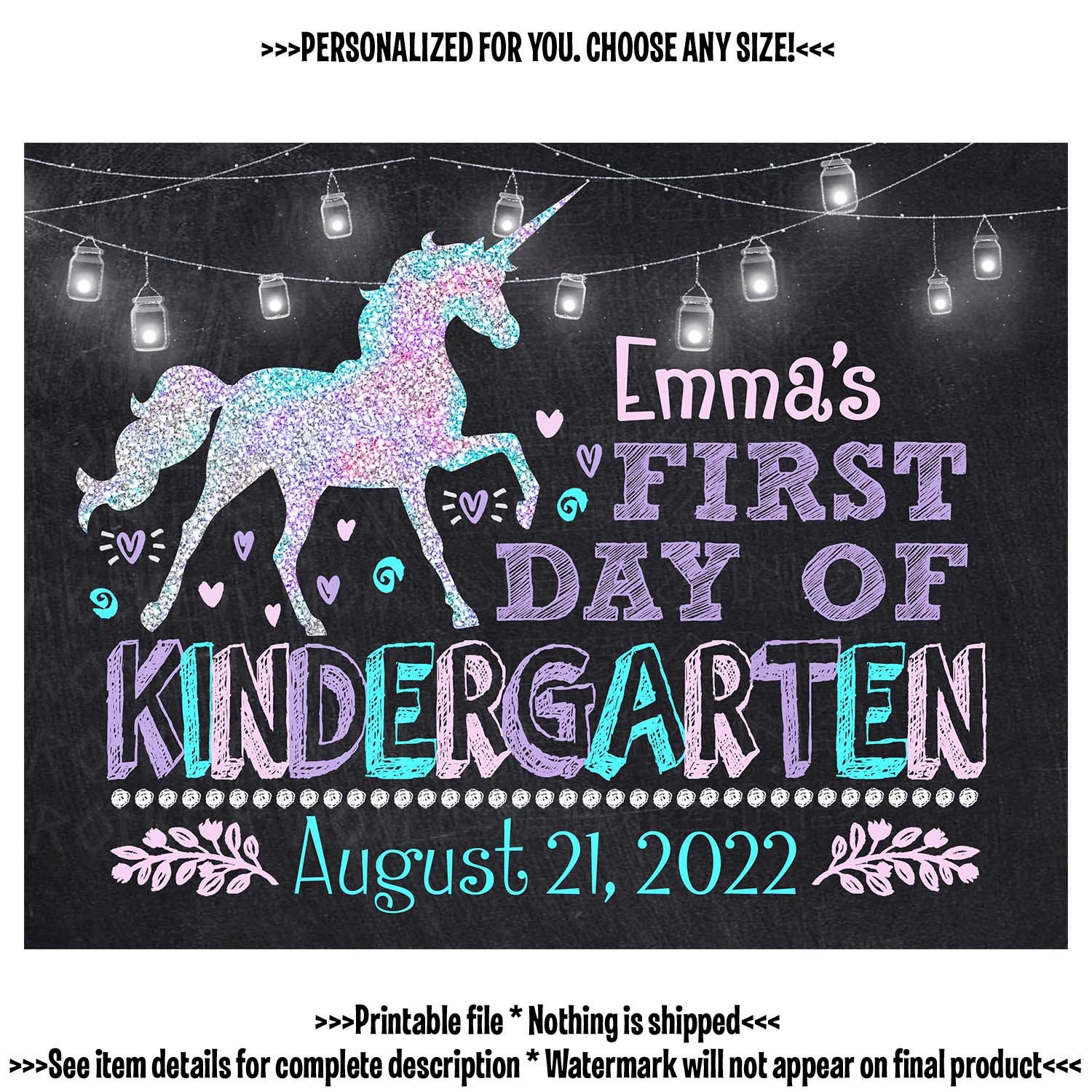 First Day of School Sign Unicorn PRINTABLE 1st First Day of - Etsy