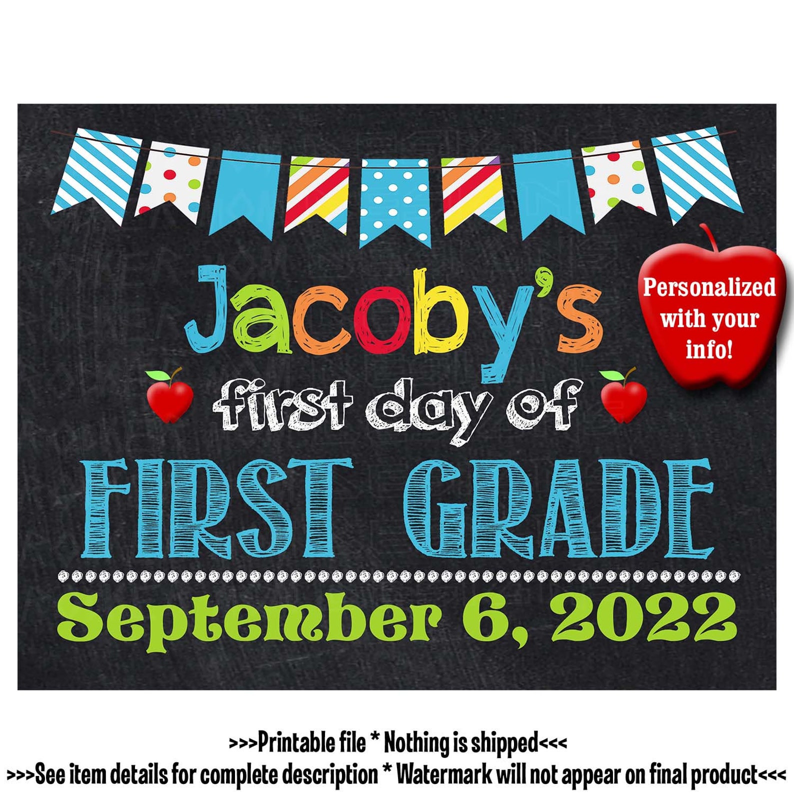 First Day of School Sign Back to School Sign First Day of Etsy