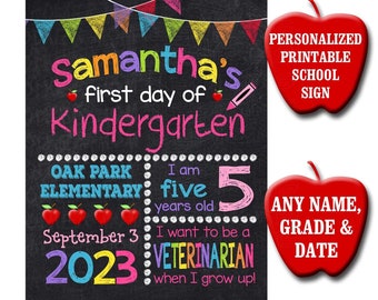 First Day Of School Sign, PRINTABLE Back To School Sign, 1st day of school sign, Preschool Chalkboard Sign Kindergarten Sign Pre-K Poster