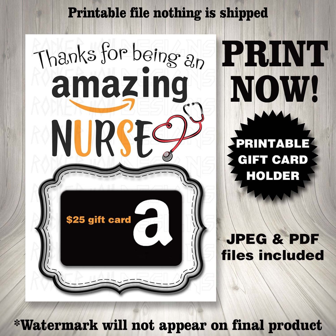 Nurse Gift Card Holder PRINTABLE INSTANT DOWNLOAD, Nurse Card, Nurse