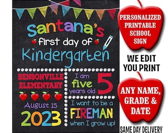First Day Of School Chalkboard Sign, Back To School Sign, First Day Of School Sign, School Boy, Kindergarten Sign, Printable Sign, Preschool