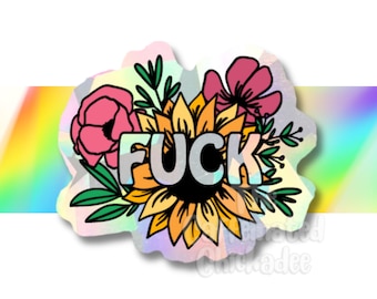 Floral Fuck - Rainbow Suncatcher Decal