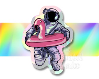 Astronaut Flamingo - Rainbow Suncatcher Decal