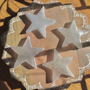 Flat Selenite Star, Charging Crystal, Crystal Gift, Gift for Birthday, Crystal Star