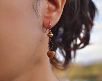 Cage Pearl Aventurine earrings , Drop earrings, Dangle earrings, Handmade earrings, Gemstone Jewelry, Crystal Earrings, wedding earrings