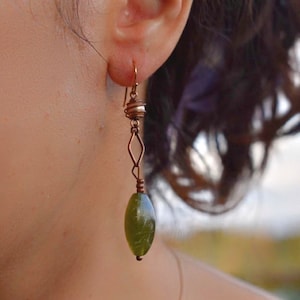 Serpentine Earrings, Drop earrings, Dangle earrings, Handmade earrings, Gemstone Jewelry, Crystal Earrings, wedding earrings, Gaia earrings