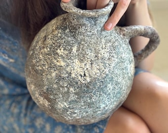 Ocean Relic Paper Mâché Vessel – Handcrafted Sculptural Art Object with Weathered Patina & Rusted Sea Texture