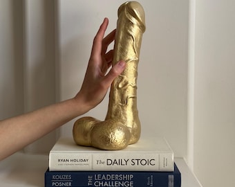 Handmade Plaster Phallic Sculpture | Erotic Bookend, Eclectic Decor