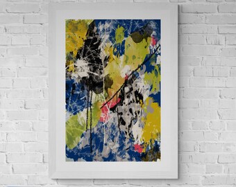 Abstract Digital Downloadabl Contemporary Moody Blue, Green Wall Art,Home decor, Housewarming Gift