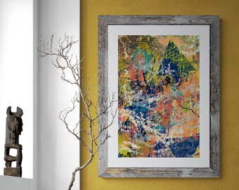 Abstract Modern Geometric Blue Triangles DownloadableModern Wall Art for Home and Office Spaces and House Warming Gifts