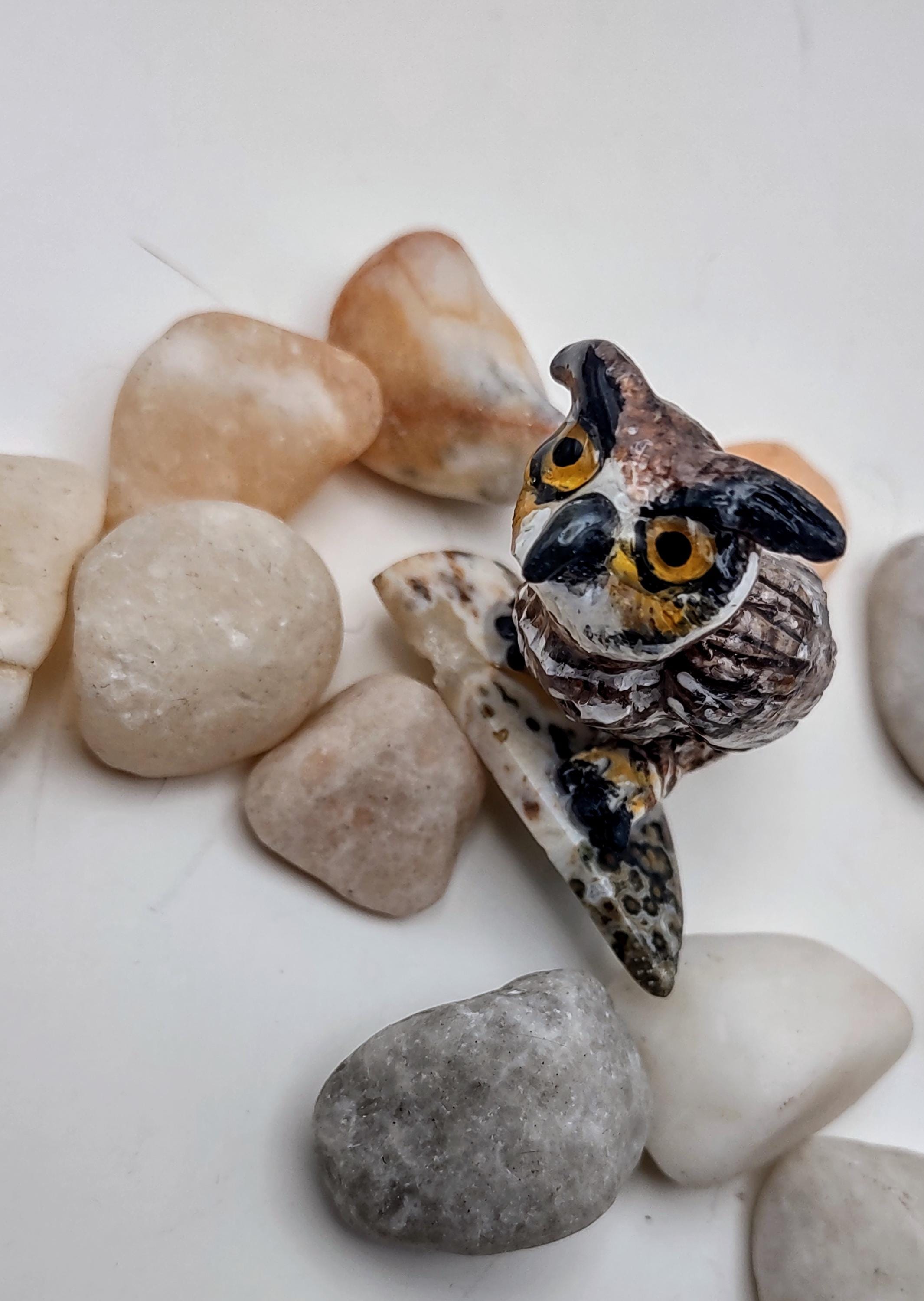 Realistic Horned Owl-Horned owl figure- Owl art- Owl desk art- Miniature owl- Miniature Owl- Horned 