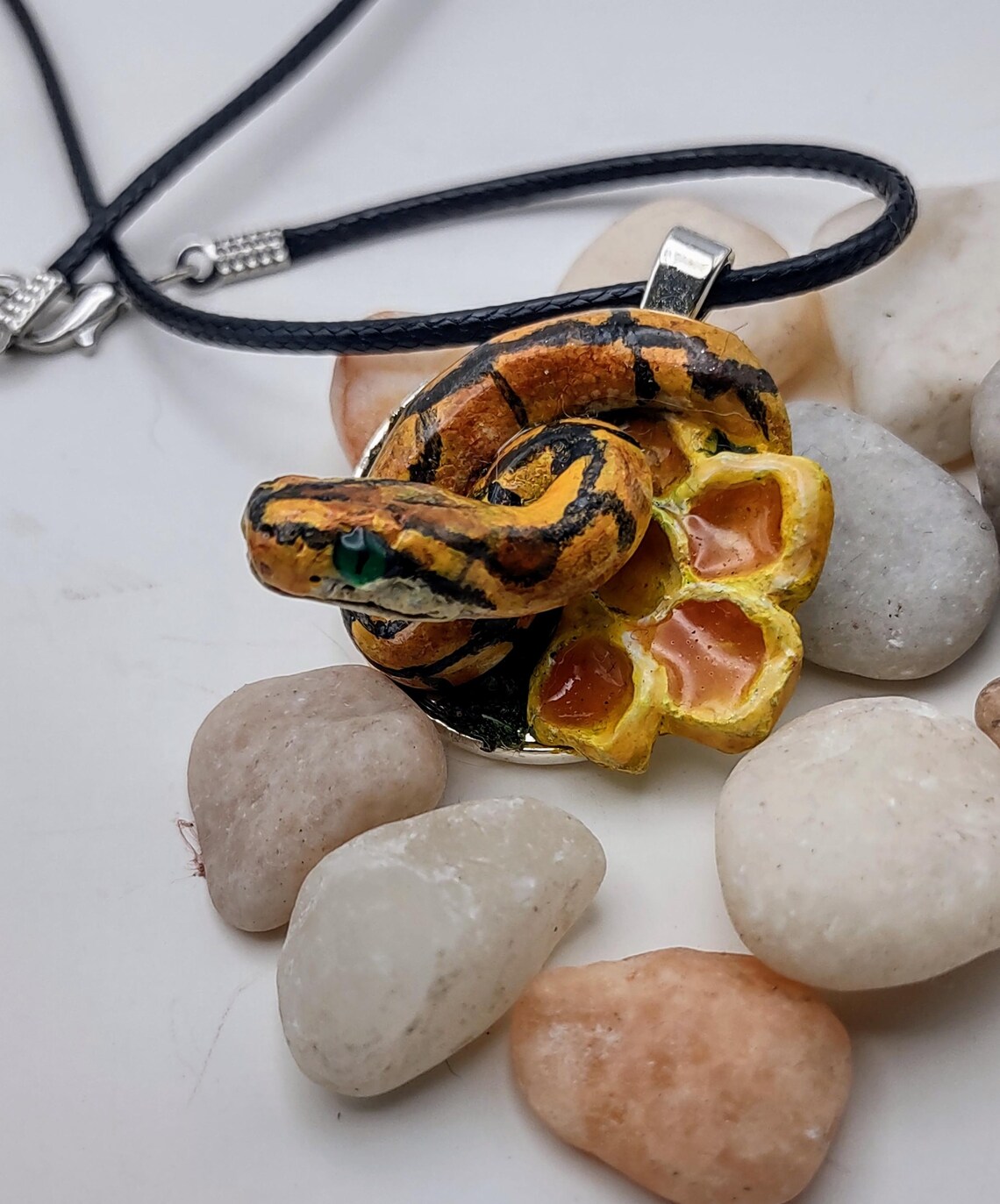 Handmade Honey Bee Ball Python Polymer Clay Pendant Necklace - Etsy