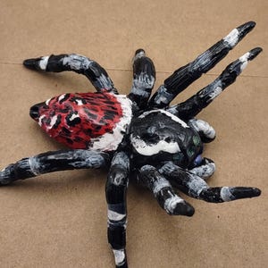 Red backed jumping spider-jumping spider -Spider art- Spider desk art- Handsculpted Handpainted- spider desk figurine- jumping spider