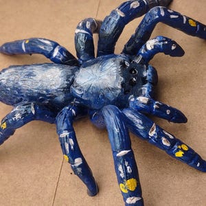 Colbolt Blue Tarantula desk Art- Polymer clay tarantula- Spider art- Spider desk art- Handsculpted Handpainted- tarantula desk figurine