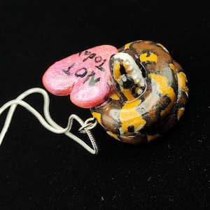 Anti Valentine Ball Python Necklace - Hand-Sculpted Cosclay Snake Pendant